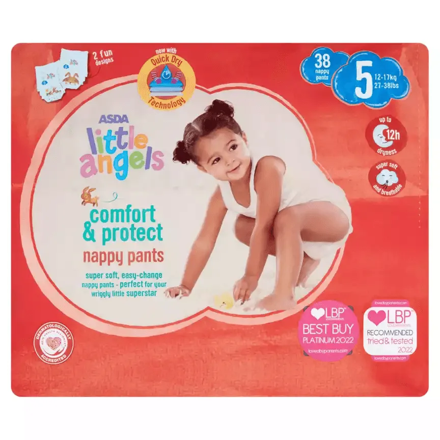 ASDA Little Angels Comfort & Protect 5 38 Nappy Pants