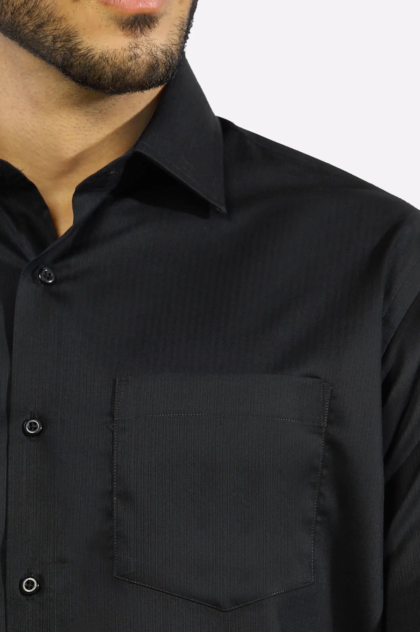 Black Stripe Textured Formal Shirt