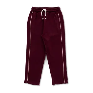 Boys' Maroon Track Pants with Contrast Piping