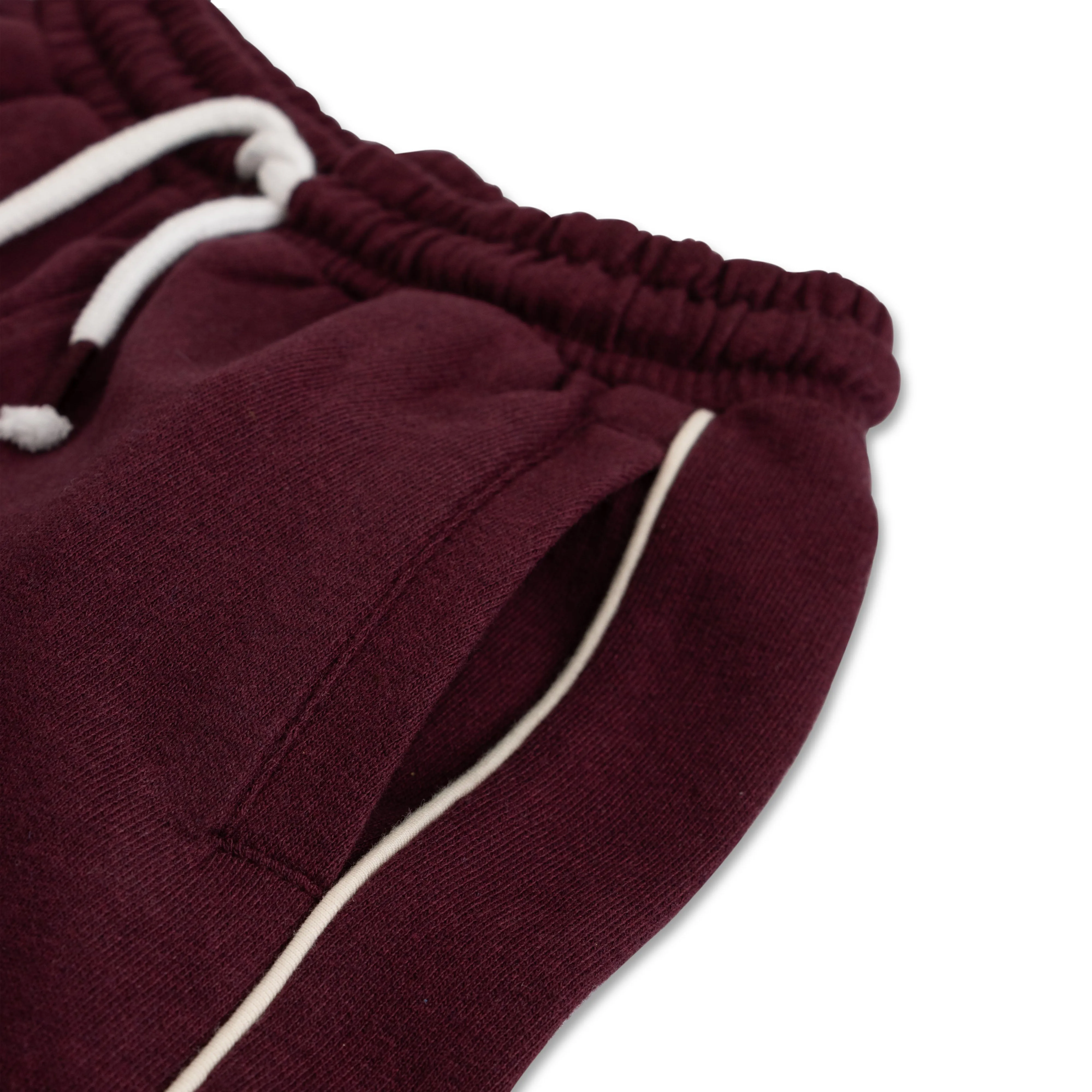 Boys' Maroon Track Pants with Contrast Piping