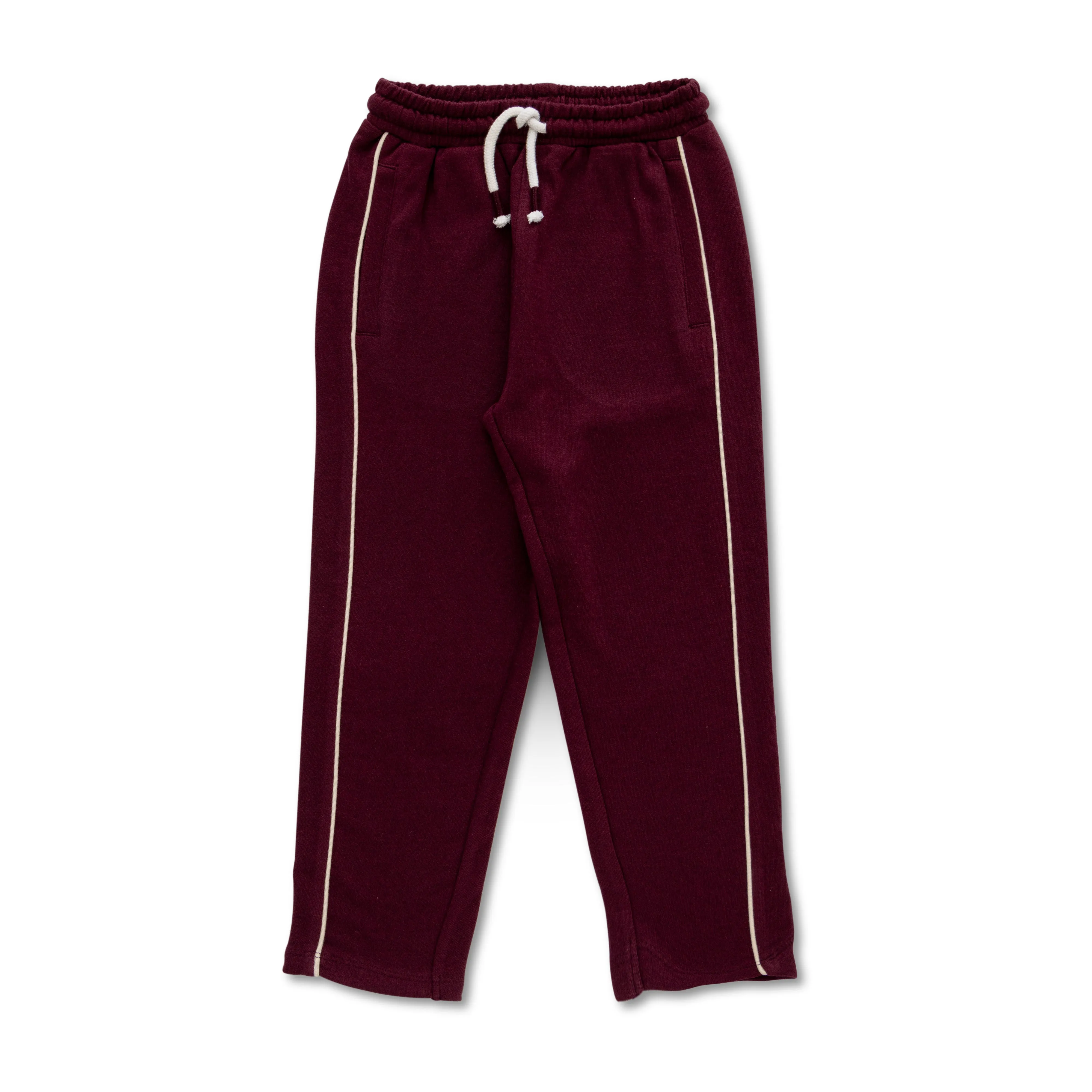 Boys' Maroon Track Pants with Contrast Piping