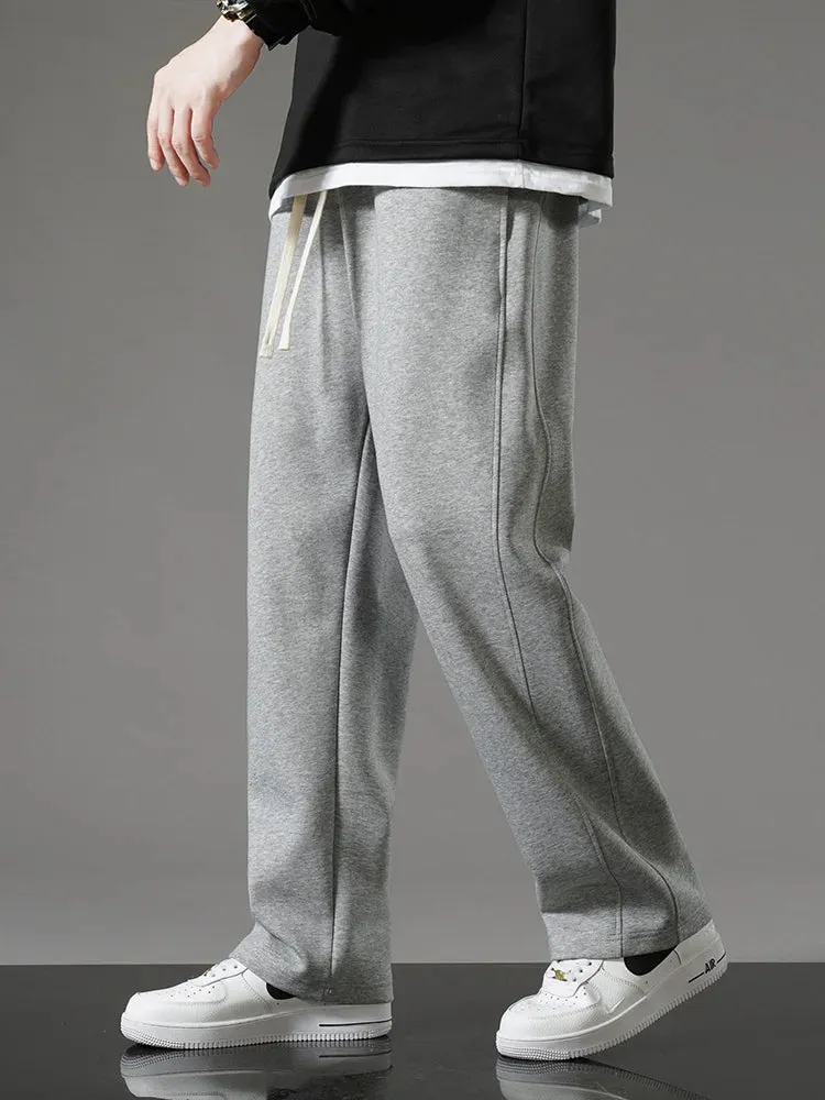 Casual Solid Drawstring Straight Sweatpants