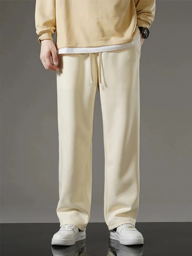 Casual Solid Drawstring Straight Sweatpants