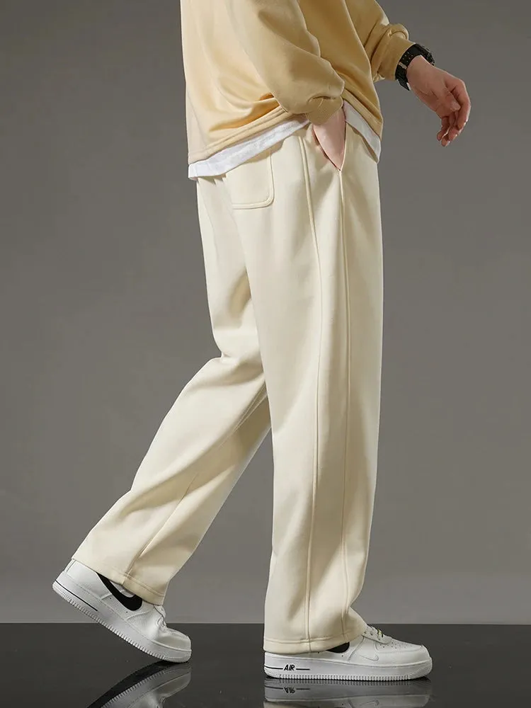 Casual Solid Drawstring Straight Sweatpants