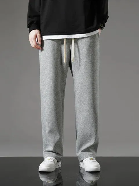 Casual Solid Drawstring Straight Sweatpants