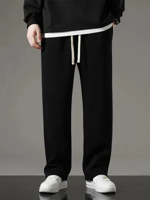 Casual Solid Drawstring Straight Sweatpants