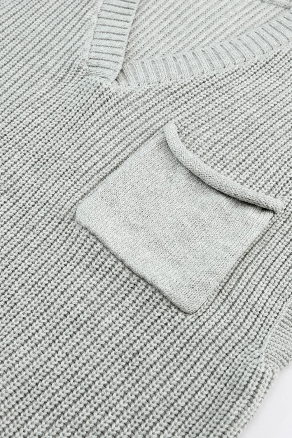 Charcoal Knit V-Neck Sweater and Relaxed Pants Set