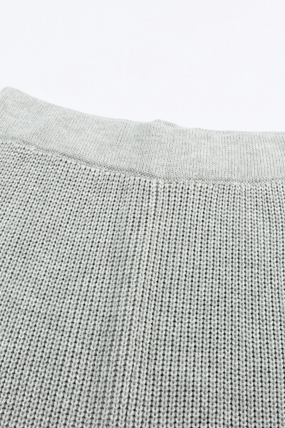 Charcoal Knit V-Neck Sweater and Relaxed Pants Set