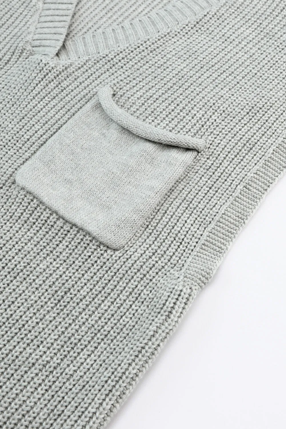 Charcoal Knit V-Neck Sweater and Relaxed Pants Set