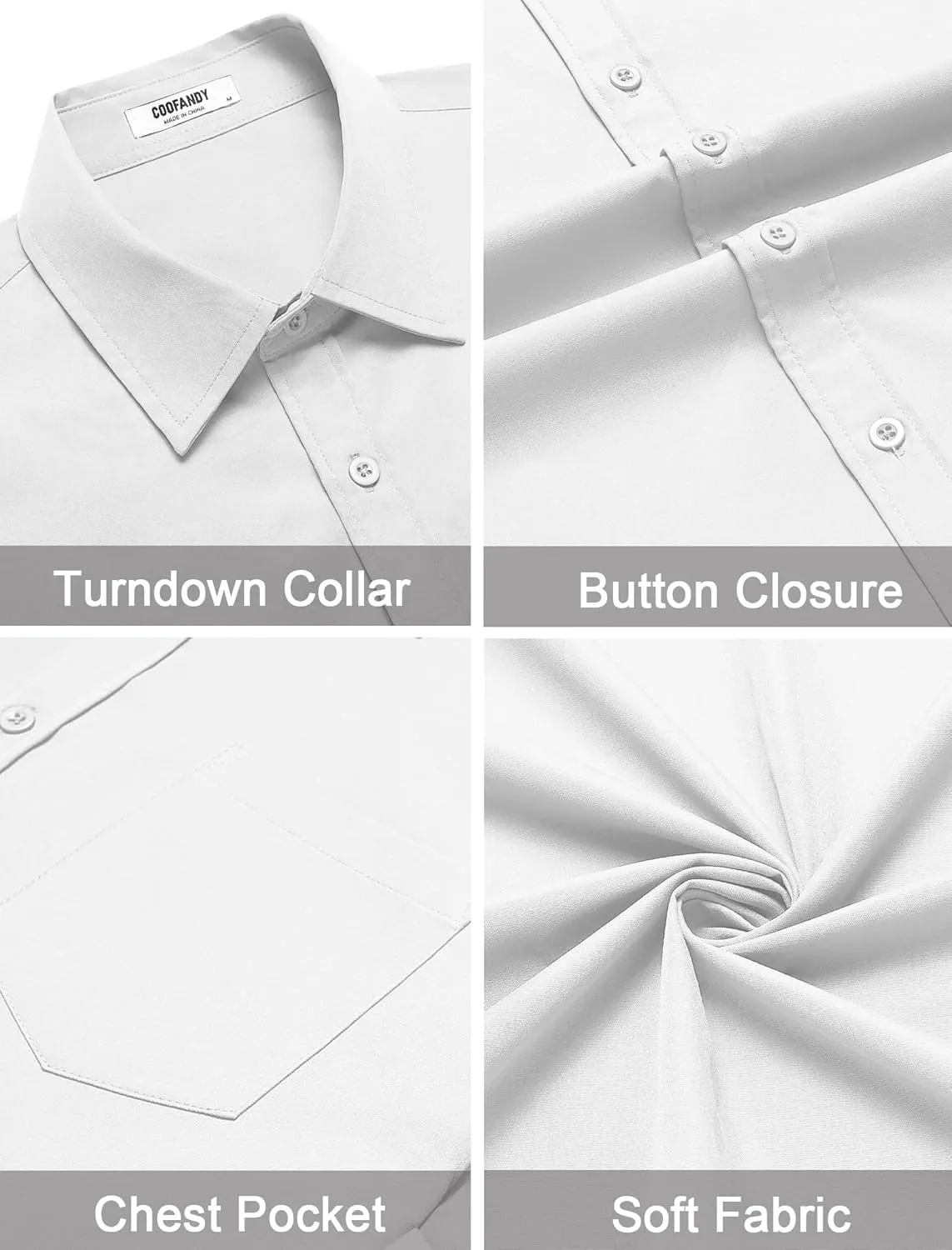 COOFANDY Mens Dress Shirts Short Sleeve Business Casual Shirts Regular Fit Casual Button Down Untucked Shirts