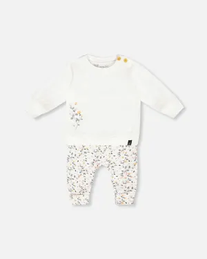 Deux Par Deux Top & Pants set - printed flowers