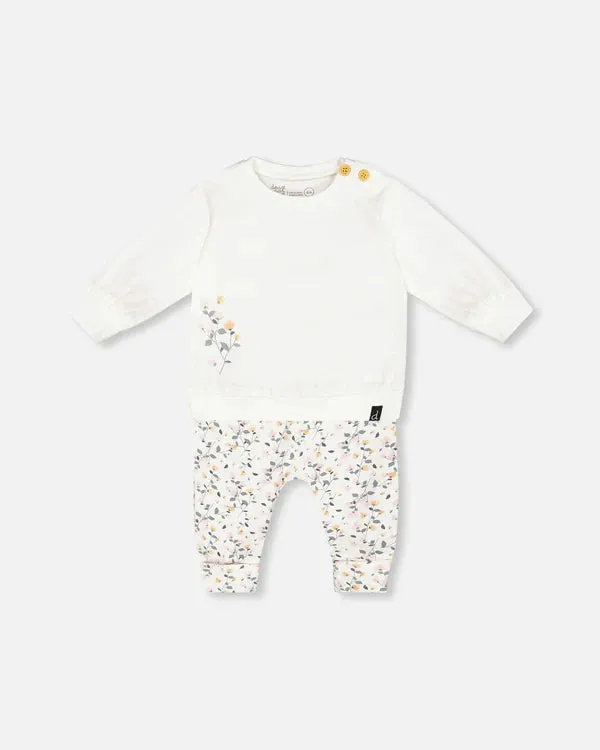 Deux Par Deux Top & Pants set - printed flowers