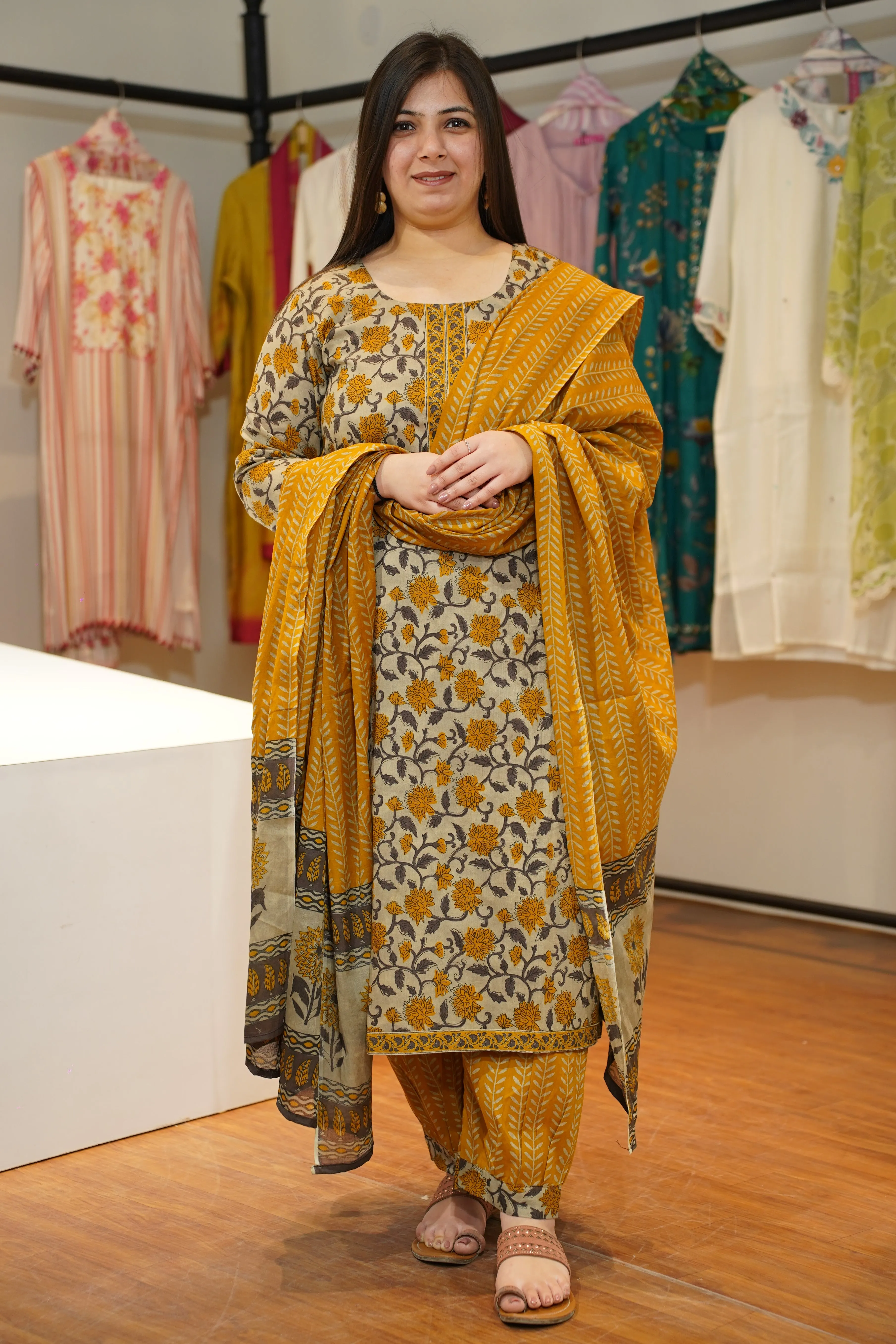 Earthy Brown Cotton Suit Set
