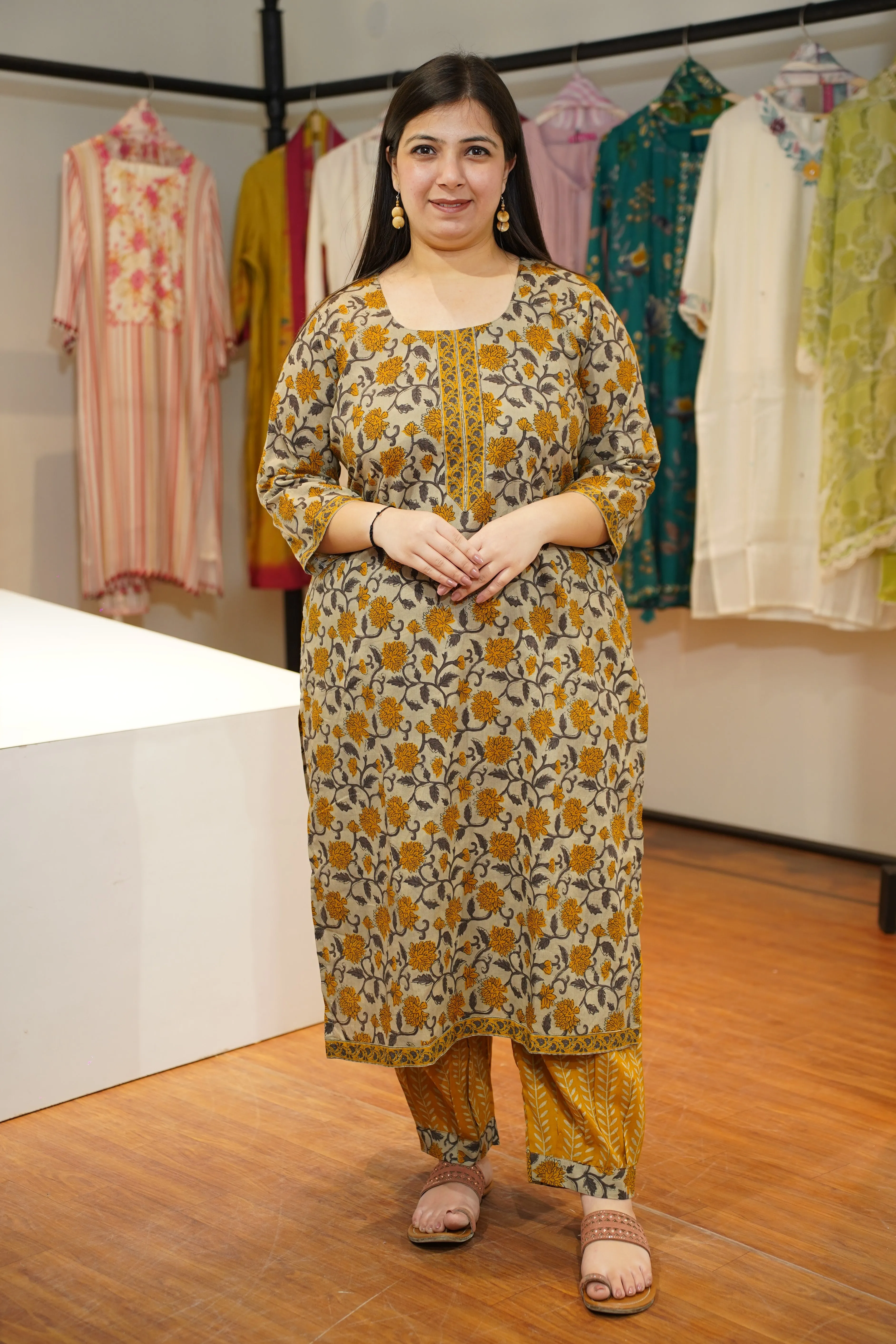 Earthy Brown Cotton Suit Set
