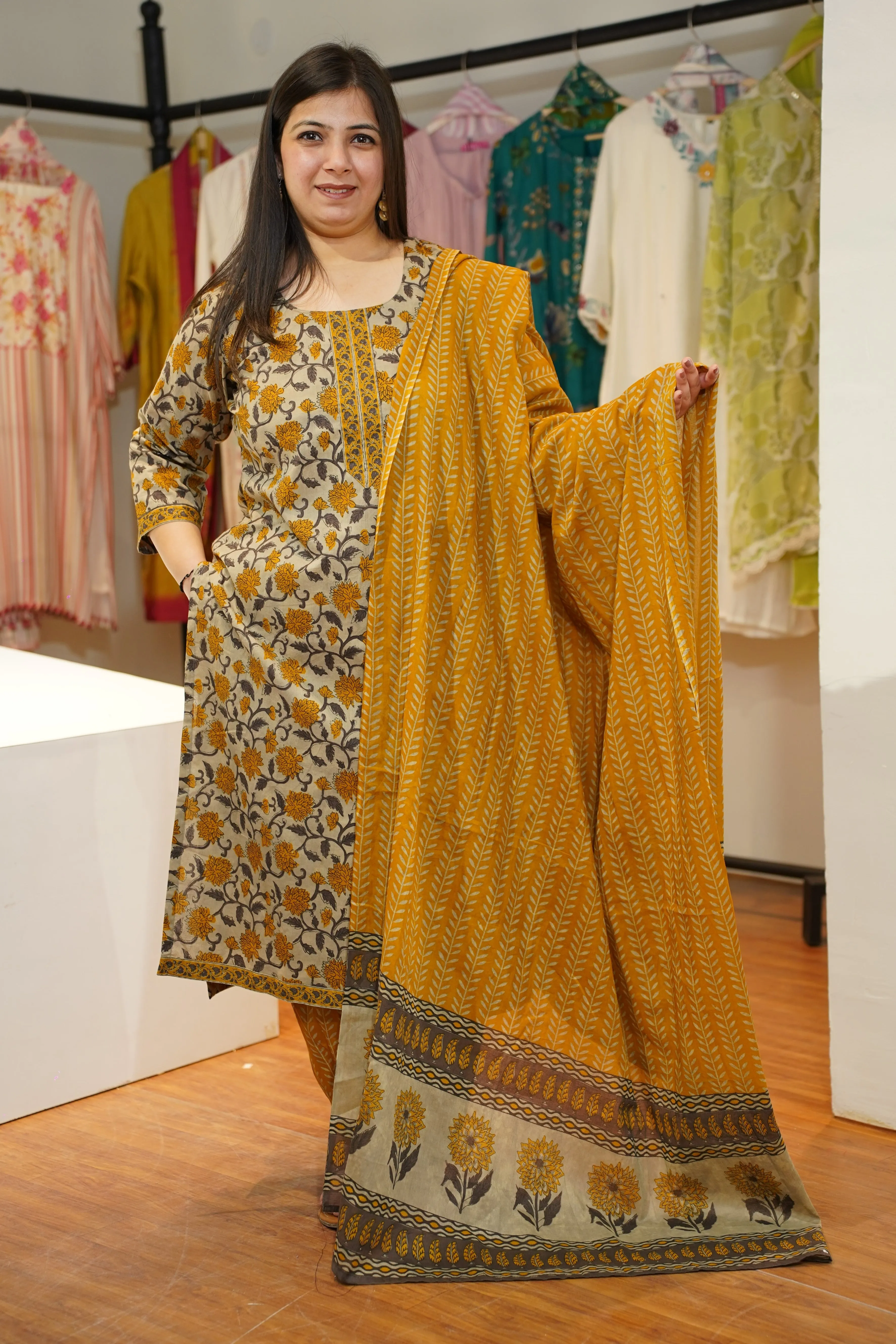Earthy Brown Cotton Suit Set