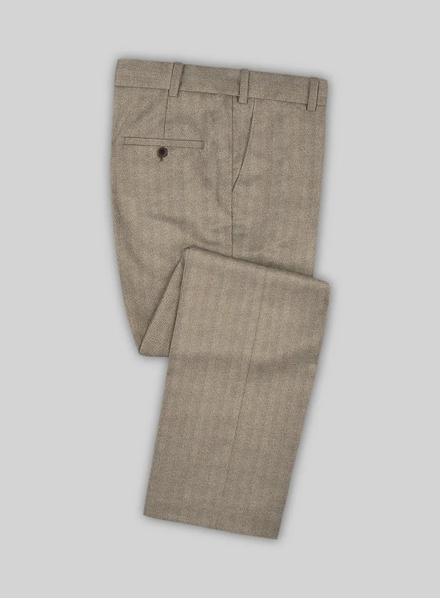 Italian Light Brown Herringbone Flannel Pants