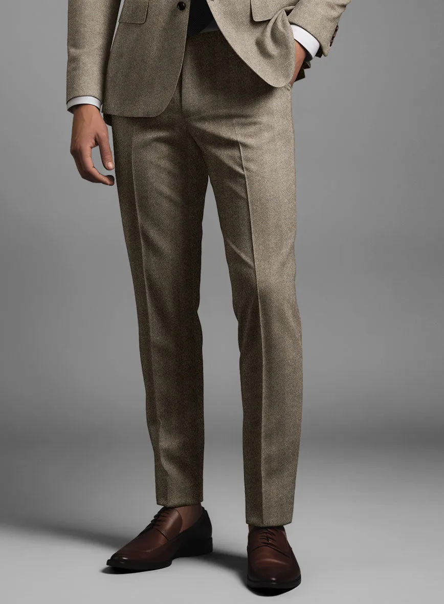 Italian Light Brown Herringbone Flannel Pants