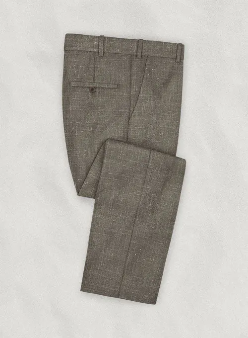 Italian Murano Brown Wool Linen Pants