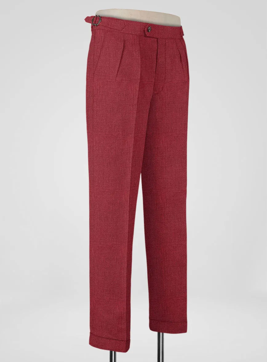 Italian Prato Burgundy Linen Highland Trousers