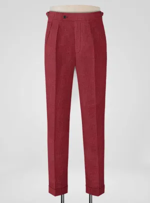 Italian Prato Burgundy Linen Highland Trousers