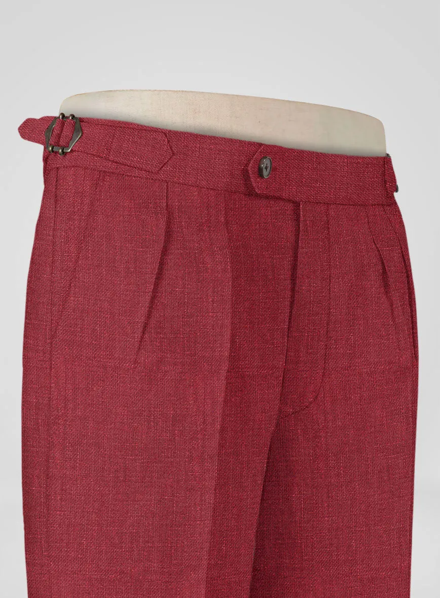 Italian Prato Burgundy Linen Highland Trousers