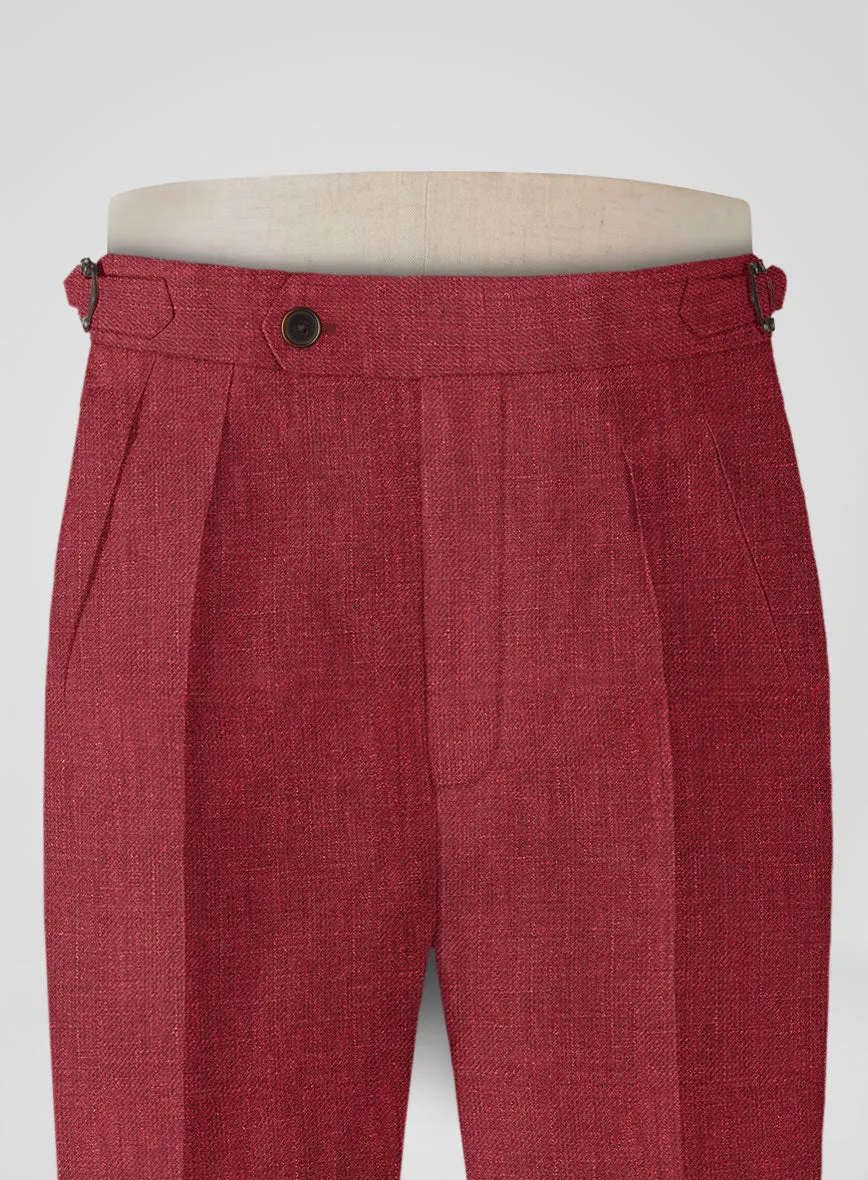 Italian Prato Burgundy Linen Highland Trousers
