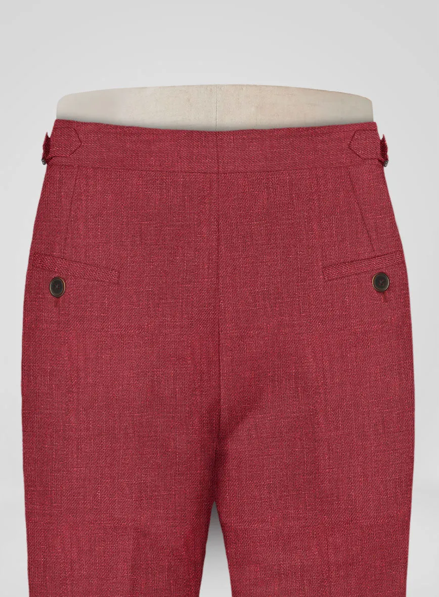 Italian Prato Burgundy Linen Highland Trousers
