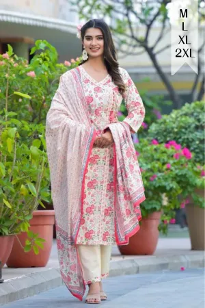 Ivory Pink Angrakha Suit Set