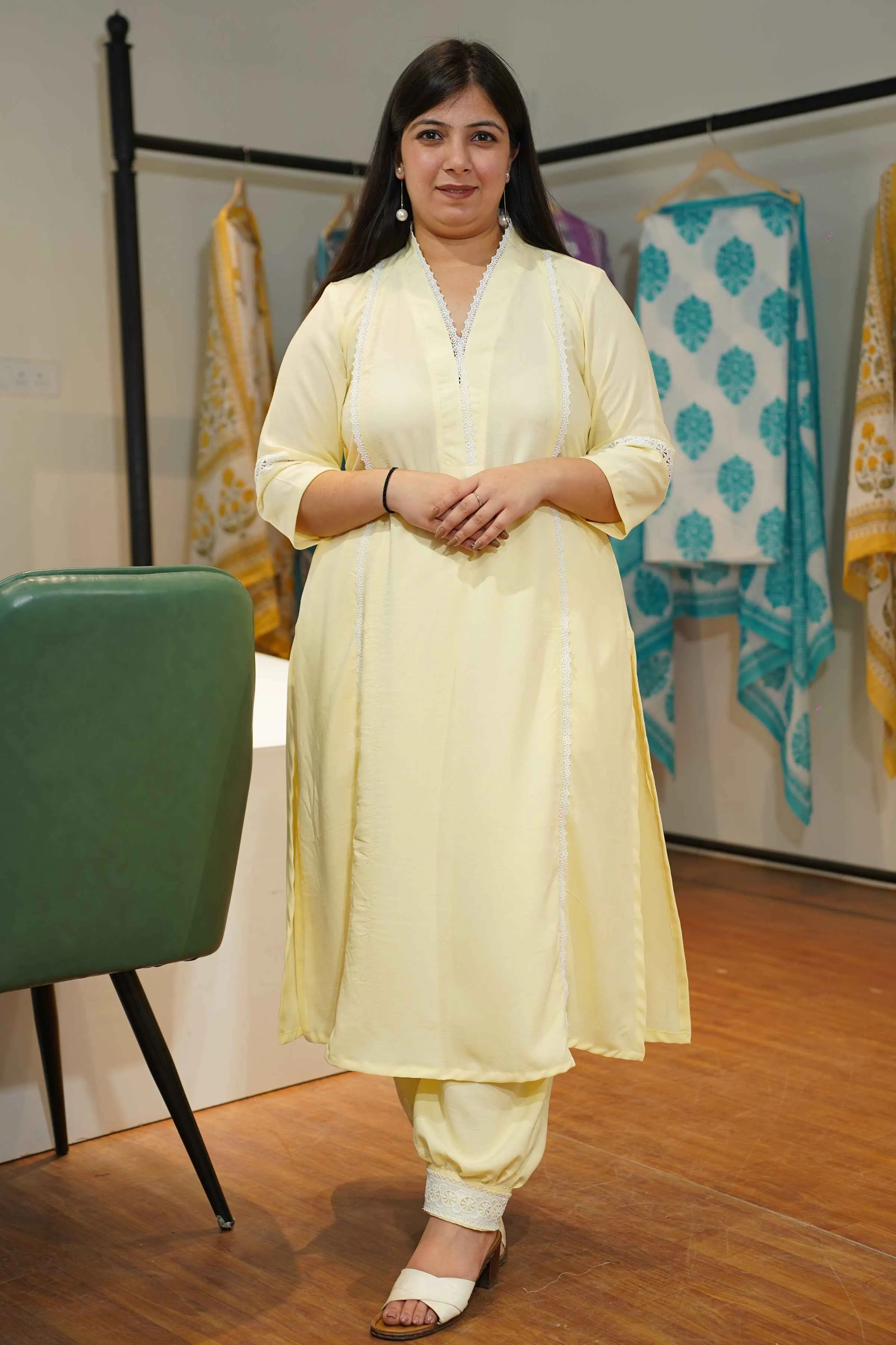 Lemon Sorbet Lacework Suit Set