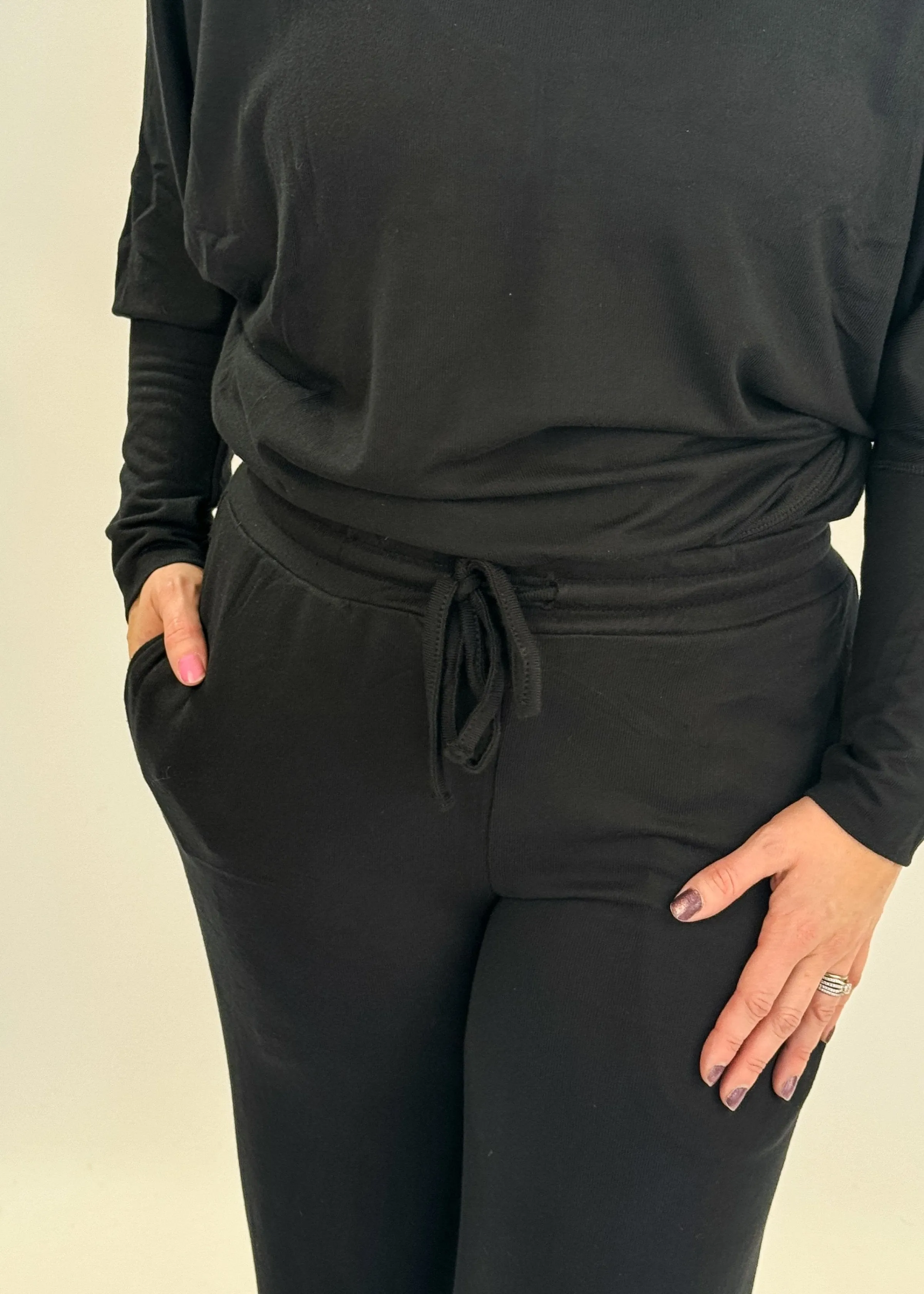 Lounge Set Dolman Top/Wide Leg Pant Black