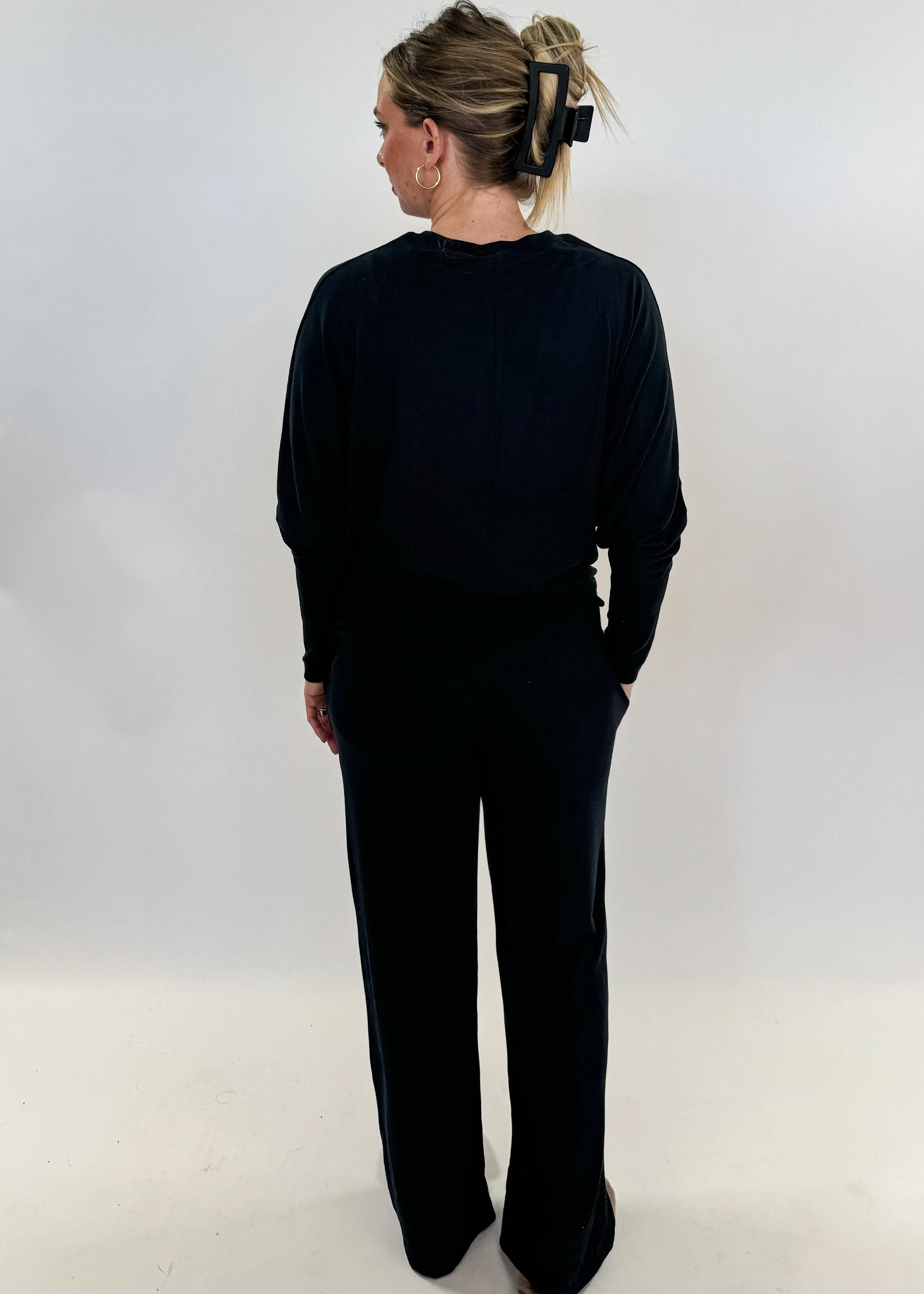 Lounge Set Dolman Top/Wide Leg Pant Black