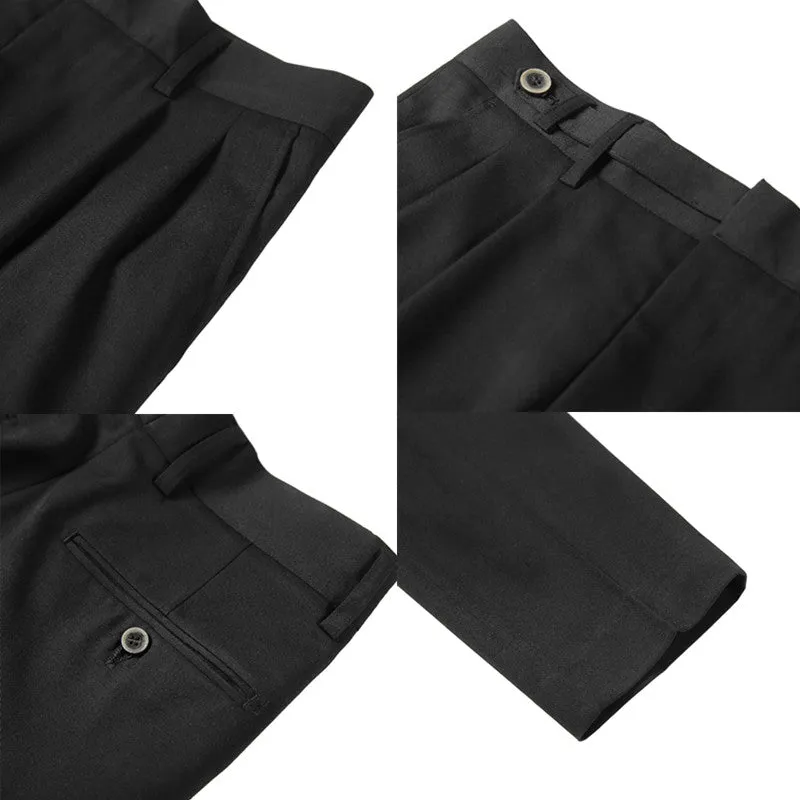 Men's Business Slim Fit Dress Pants Solid Color Casual Trousers