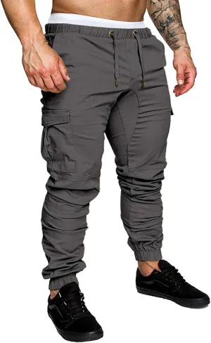 Mens Cargo Sweatpants Slim Fit with Pockets Workout Gym Lightweight Sweat Pants Elastic Waist Sweat Pants Trouser
