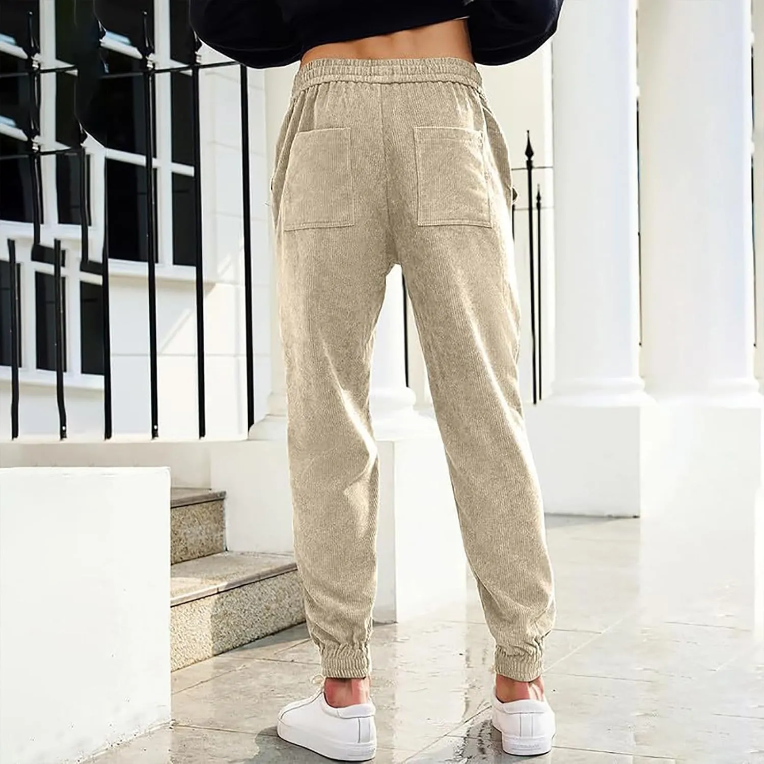 Mens Pants Athletic Fit Stretch Drawstring Elastic Casual Workout Pants Fashion Cinch Bottom Baggy Jogger Pants