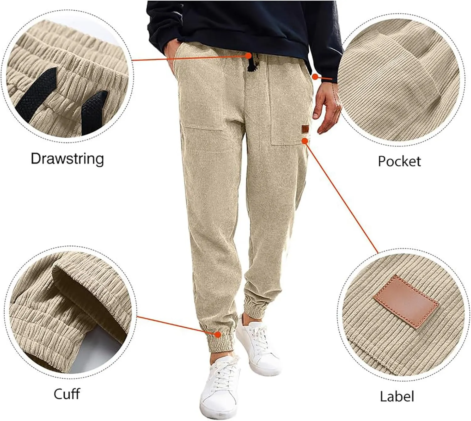 Mens Pants Athletic Fit Stretch Drawstring Elastic Casual Workout Pants Fashion Cinch Bottom Baggy Jogger Pants