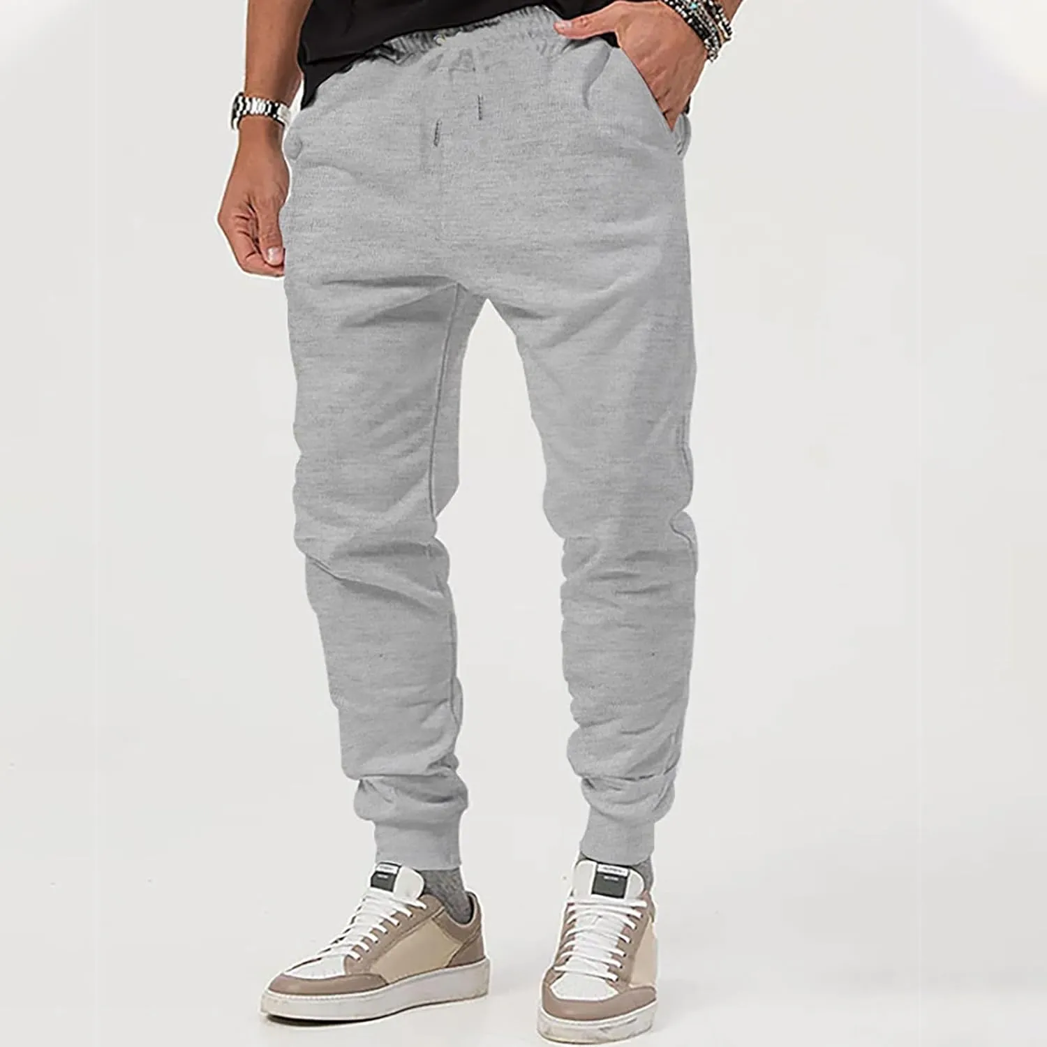 Mens Slim Fit Sweatpants Casual Elastic Waist Active Jpggers Trousers with Pockets Cinch Bottom Tapered Track Pants