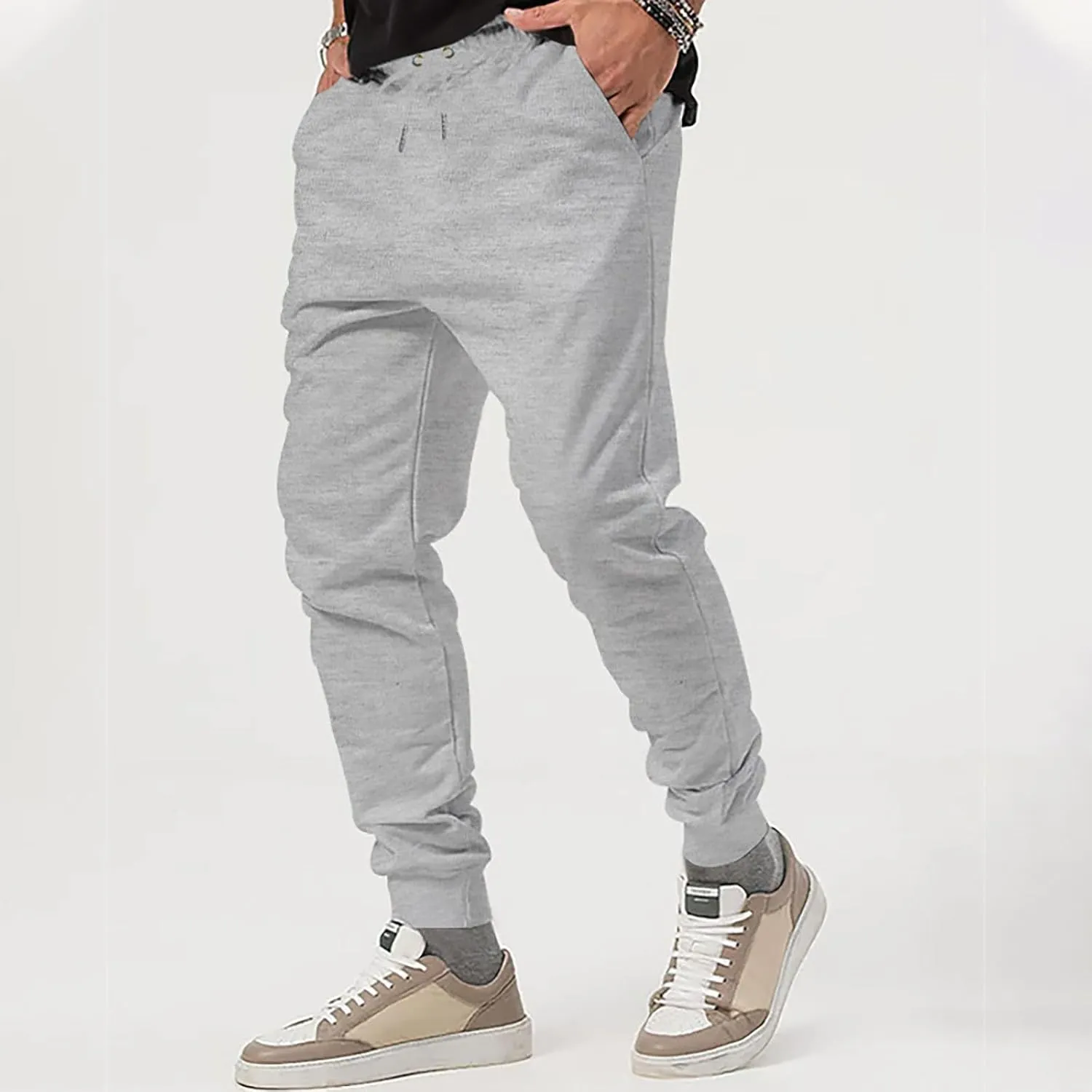 Mens Slim Fit Sweatpants Casual Elastic Waist Active Jpggers Trousers with Pockets Cinch Bottom Tapered Track Pants