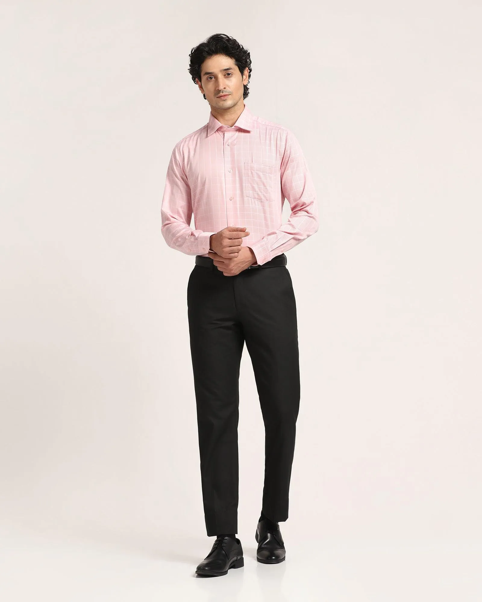 Non Iron Formal Dusty Pink Check Shirt - Yeti