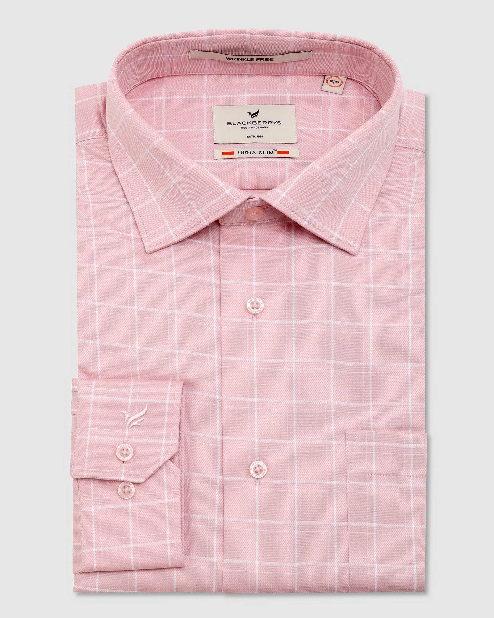 Non Iron Formal Dusty Pink Check Shirt - Yeti