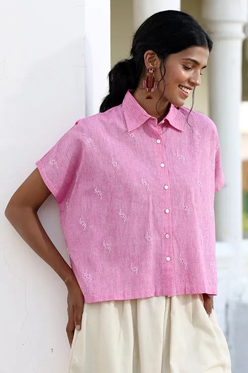 Okhai "Cherish" Hand-Embroidered Beadwork Pure Cotton Shirt