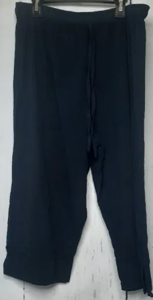 Pants-Navy Blue-Split Bottom Wide Leg Crop-Women's-S-1302