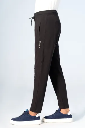 PIQUE JOGGER WAIST PANEL TROUSER BLACK