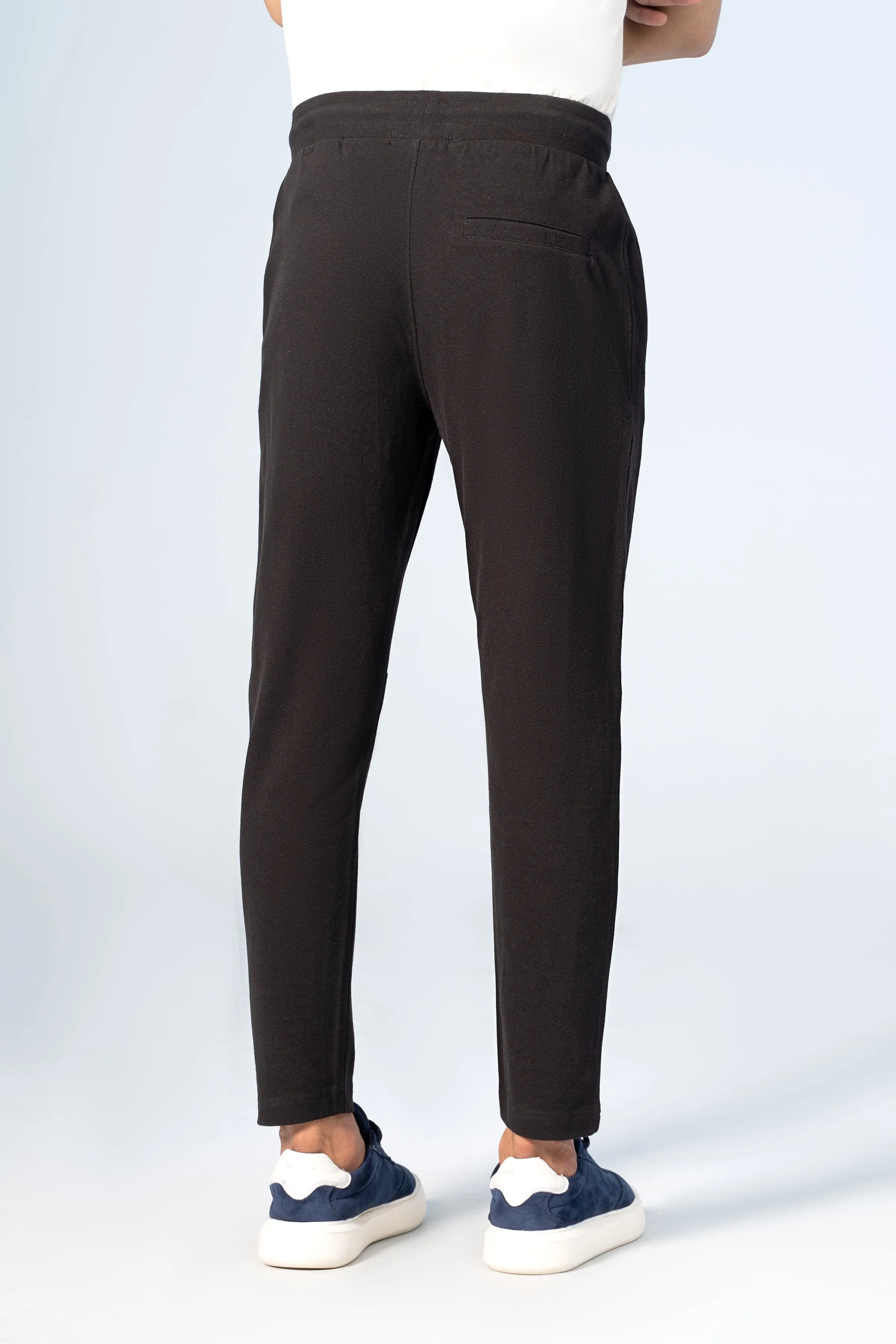 PIQUE JOGGER WAIST PANEL TROUSER BLACK