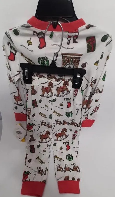 Pj Pant/Shirt Set  Christmas Red/White Ornament  Childs 2t Jm22006t