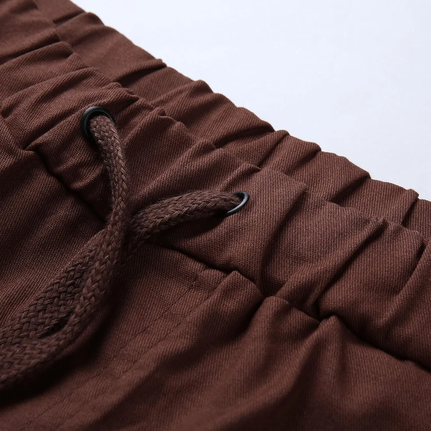 QWENTMTNTY Mens Cargo Pants Casual Elastic Waist Slim Fit Workout Joggers Big Tall Outdoor Hiking Cotton Sweatpants Pockets