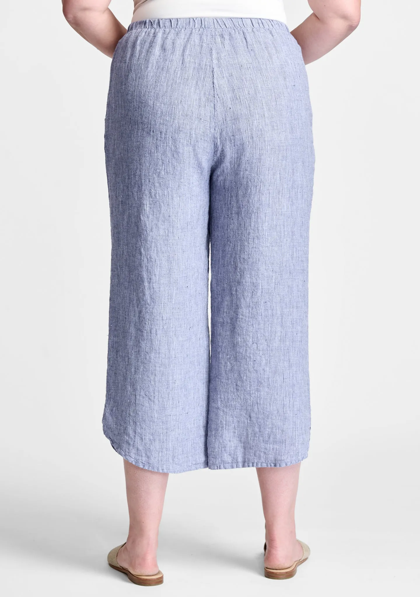 Shirttail Flood - Linen Pants With Elastic Waist - FINAL SALE