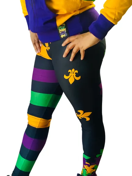 Spandex Leggings Adult - Fleur De Lis and Stripes