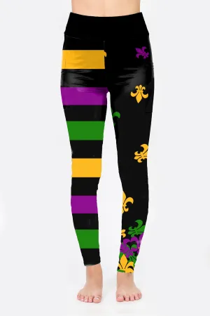 Spandex Leggings Adult - Fleur De Lis and Stripes