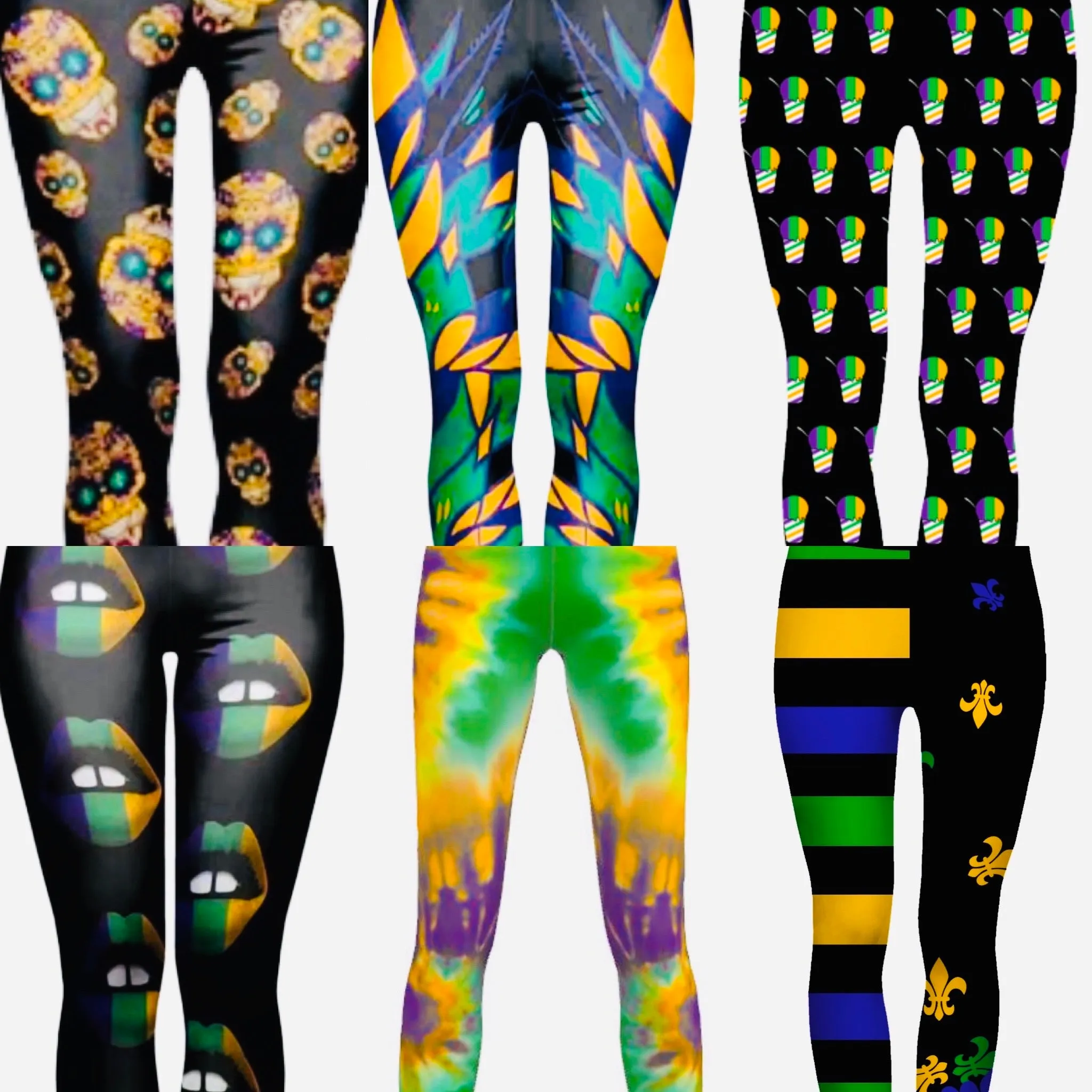 Spandex Leggings Adult - Fleur De Lis and Stripes