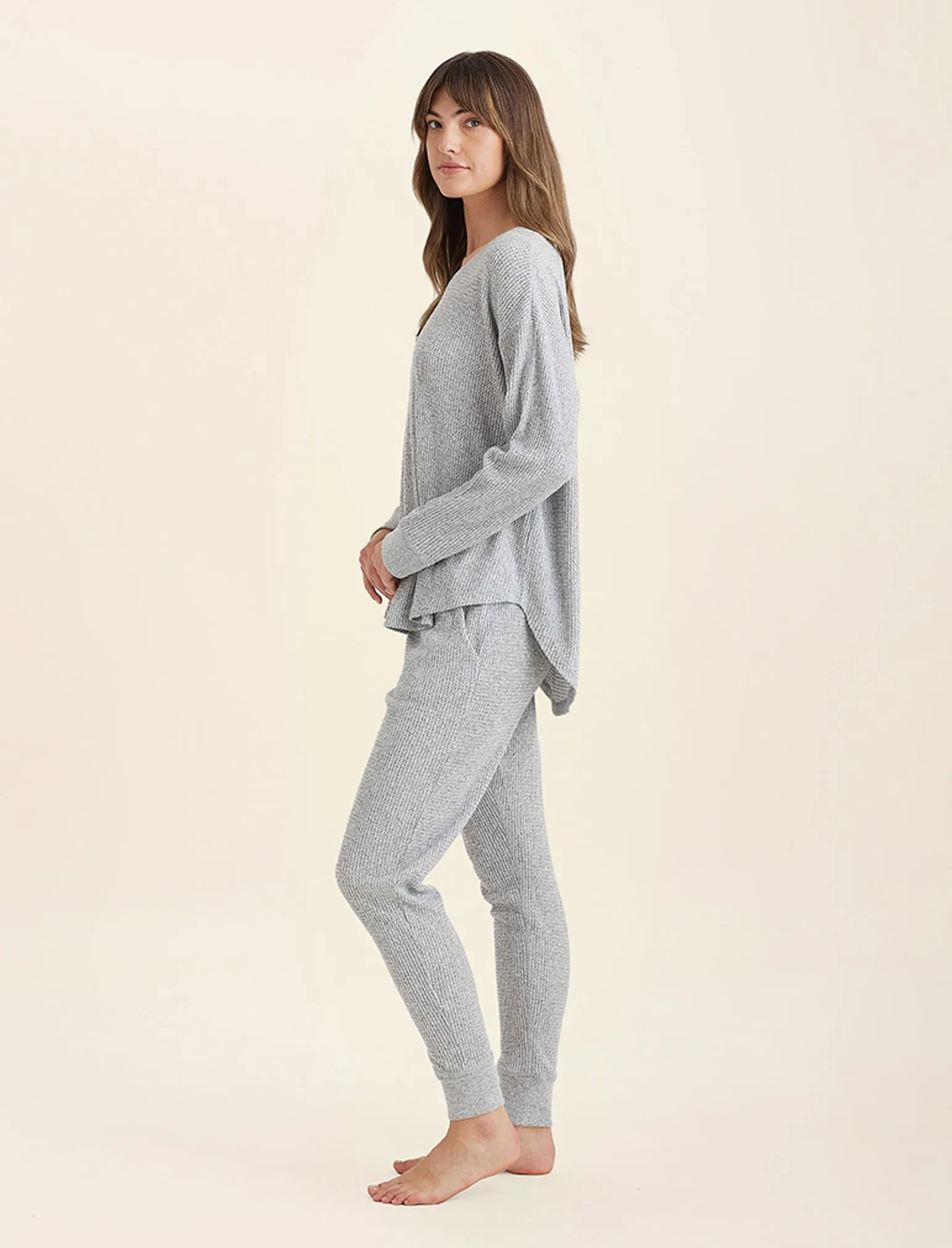 Super Soft Waffle Relaxed Top and Exposed Elastic Jogger Set